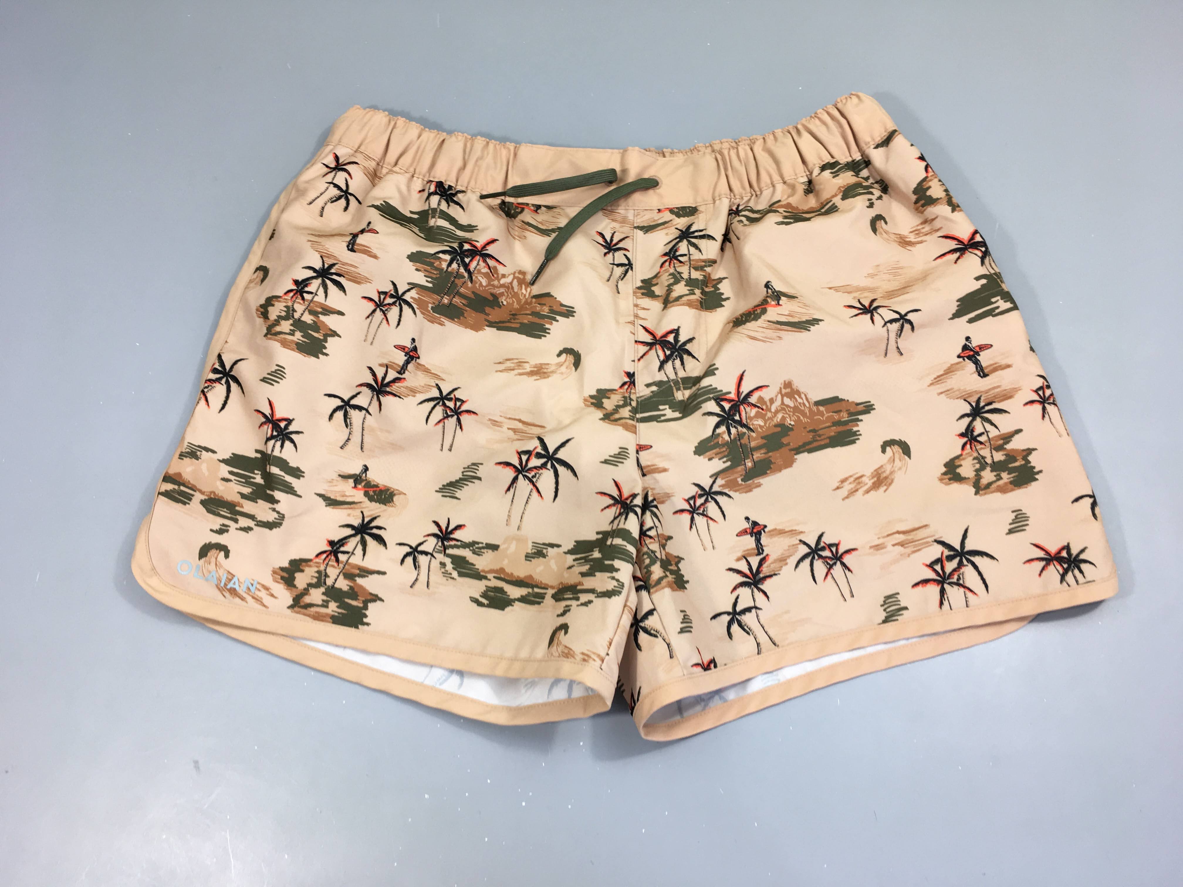 Maillot short beige palmiers