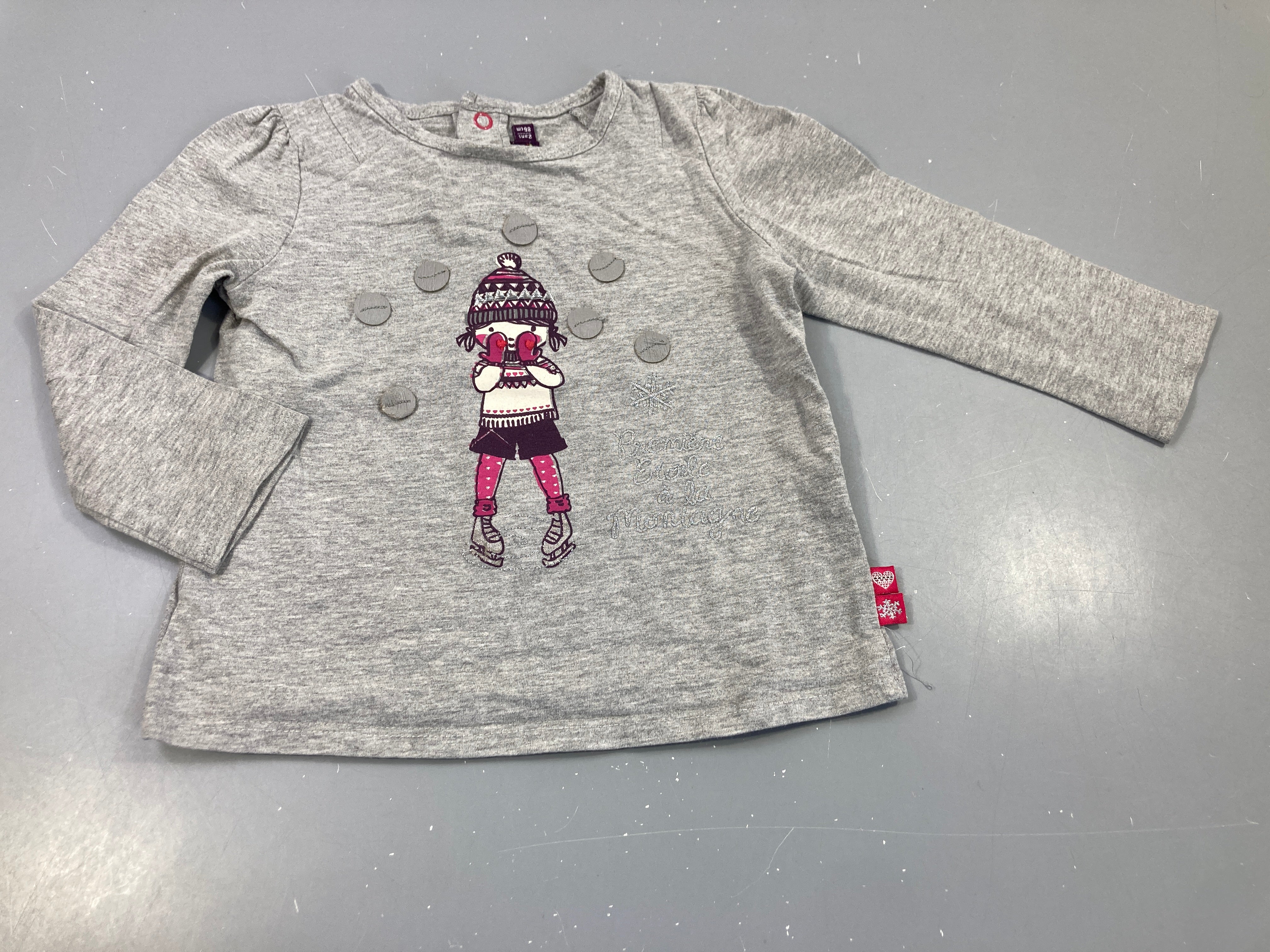T-shirt m.l gris flammé fillette 
