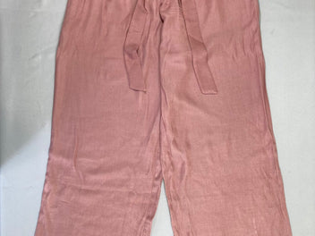 Pantalon fluide vieux rose-Ceinture textile bouloché cuisse droite S