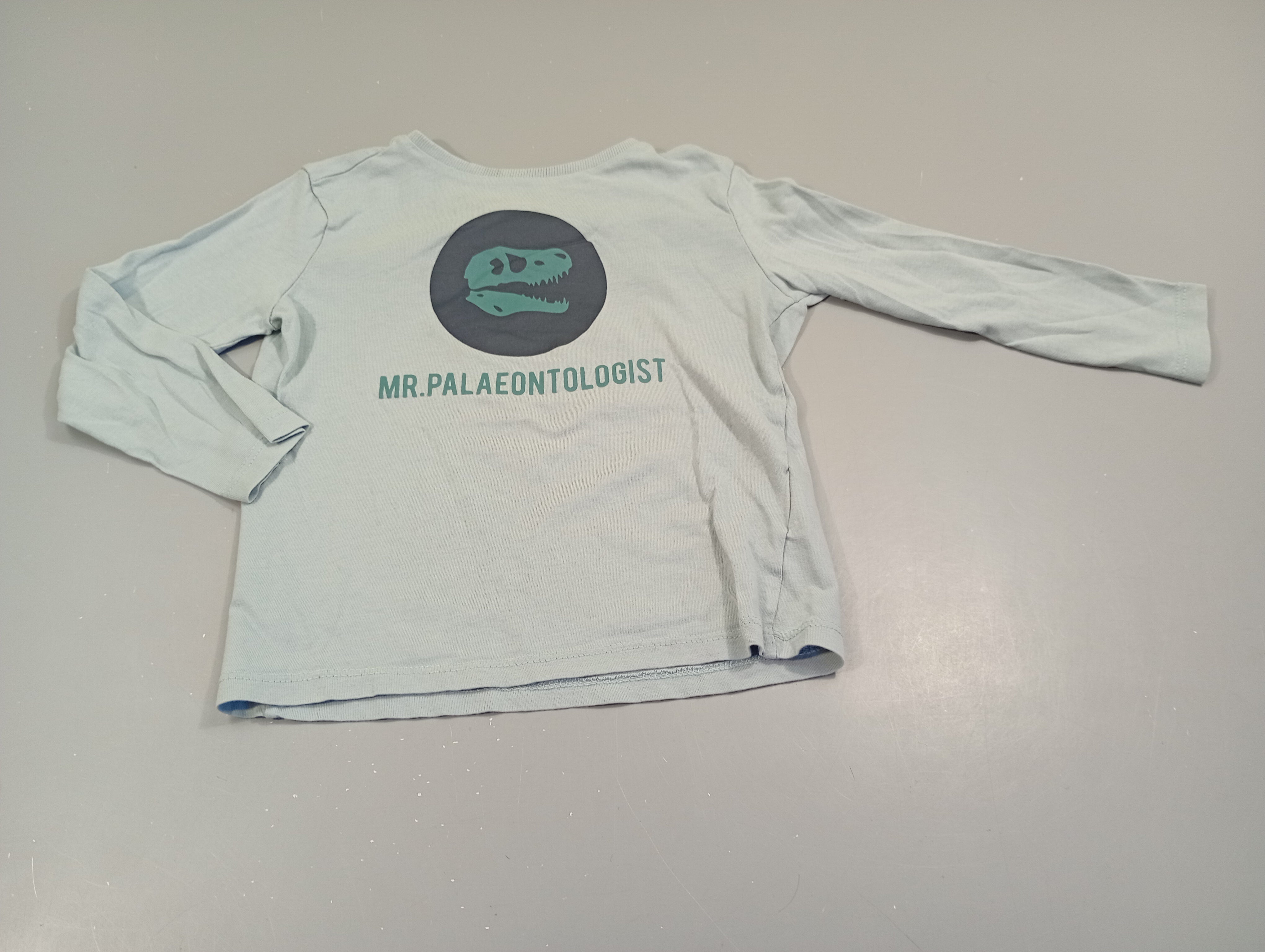 T-shirt m.l bleu clair crâne  de dinosaure 