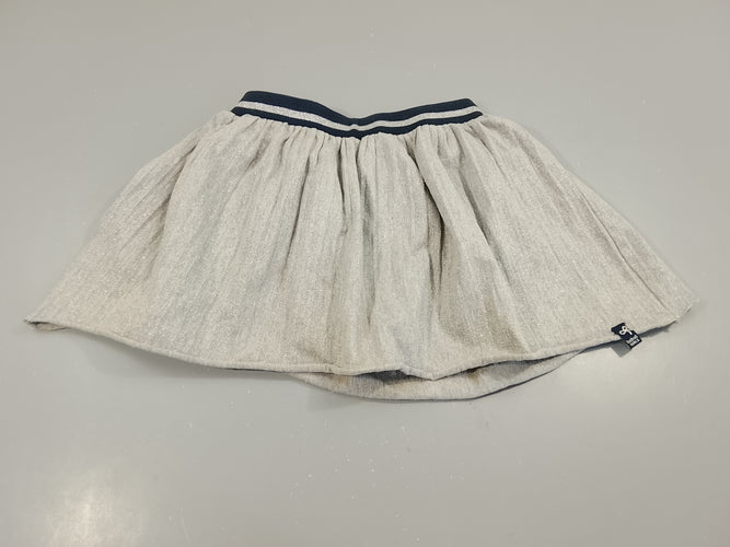 Jupe plissée  grise pailletée, taille élastique bleu marine, moins cher chez Petit Kiwi