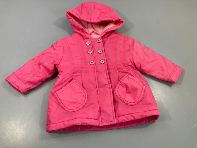 Veste zippée à capuche rose, intérieur chaud, moins cher chez Petit Kiwi