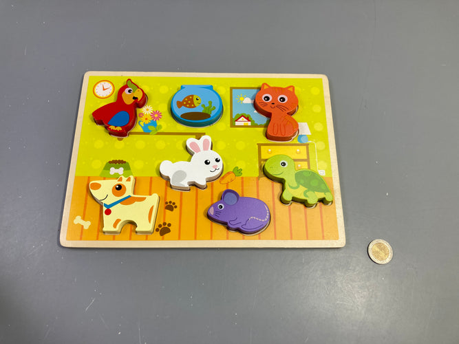 Planche puzzle en bois animaux, moins cher chez Petit Kiwi