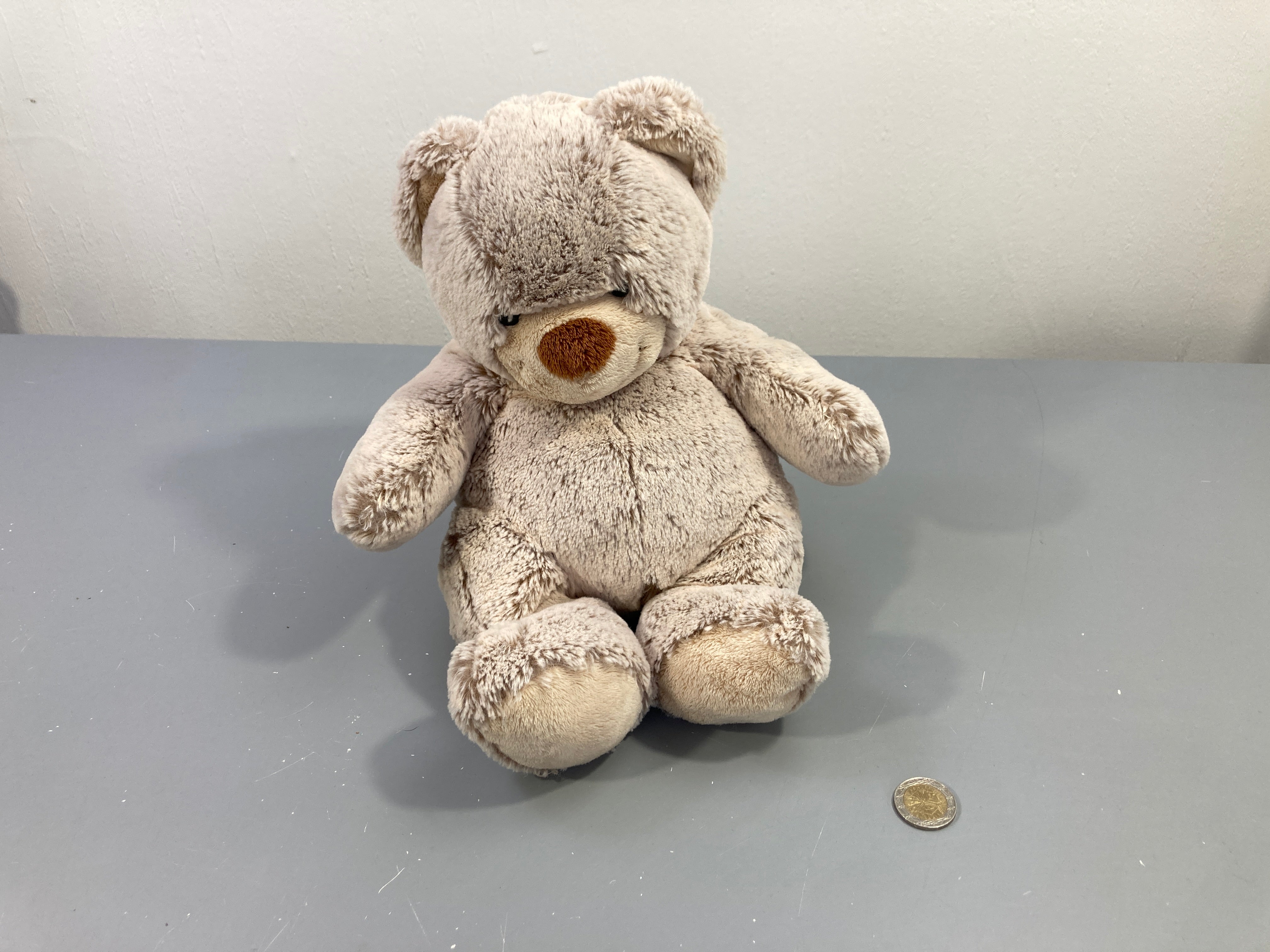 Peluche ours velours beige