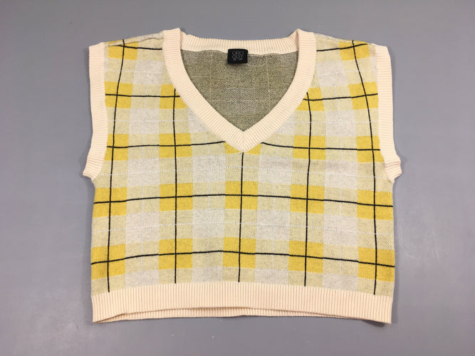Pull s.m jaune à carreaux, moins cher chez Petit Kiwi