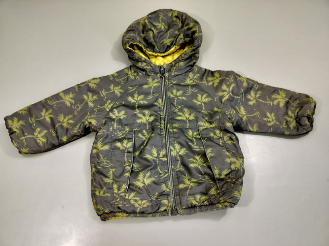 Veste zippée à capuche réversible kaki à motifs palmiers verts/ vert anis 100% polyester, moins cher chez Petit Kiwi