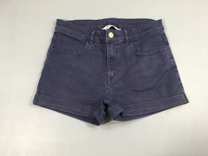 Short toile bleu foncé à revers, moins cher chez Petit Kiwi