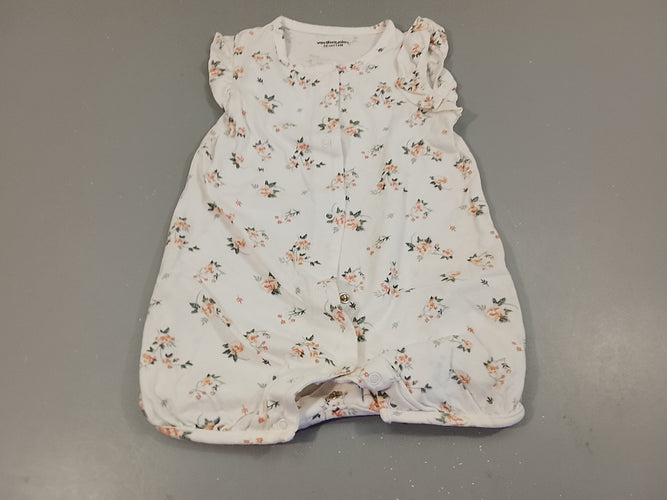 Combishort blanche à fleurs, moins cher chez Petit Kiwi