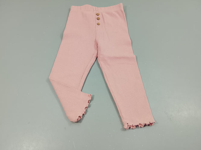 Legging rose côtelé,3 boutons, moins cher chez Petit Kiwi