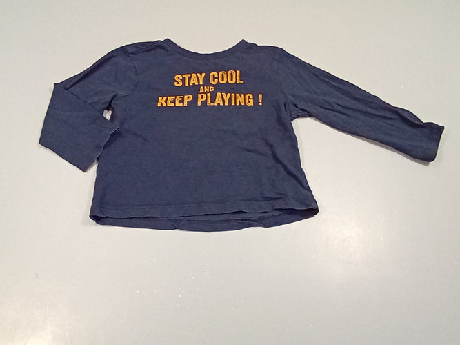 T-shirt m.l bleu marine  "stay cool andkeep playing!", moins cher chez Petit Kiwi