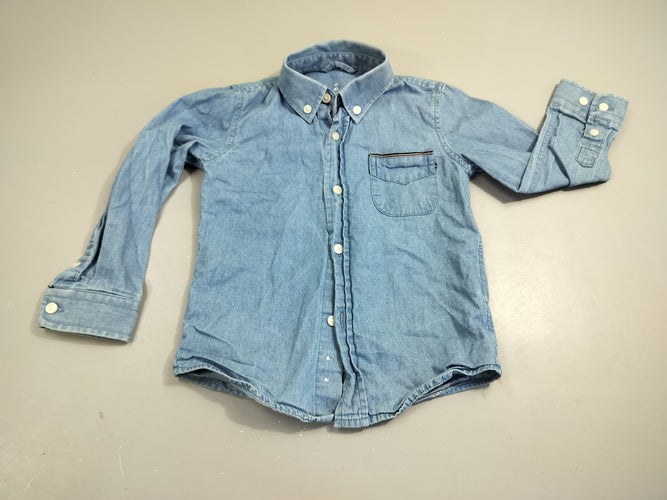 Chemise m.l denim, poche  100% coton, moins cher chez Petit Kiwi