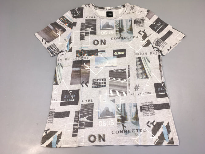 T-shirt m.c gris chiné photos New York, moins cher chez Petit Kiwi
