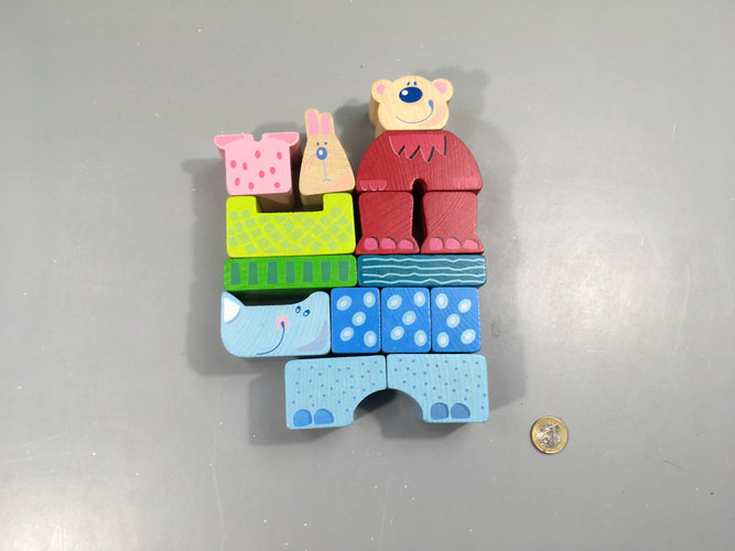 Blocs de construction Zoolino 15pcs - Dès 12 mois, manque 1 cube, moins cher chez Petit Kiwi