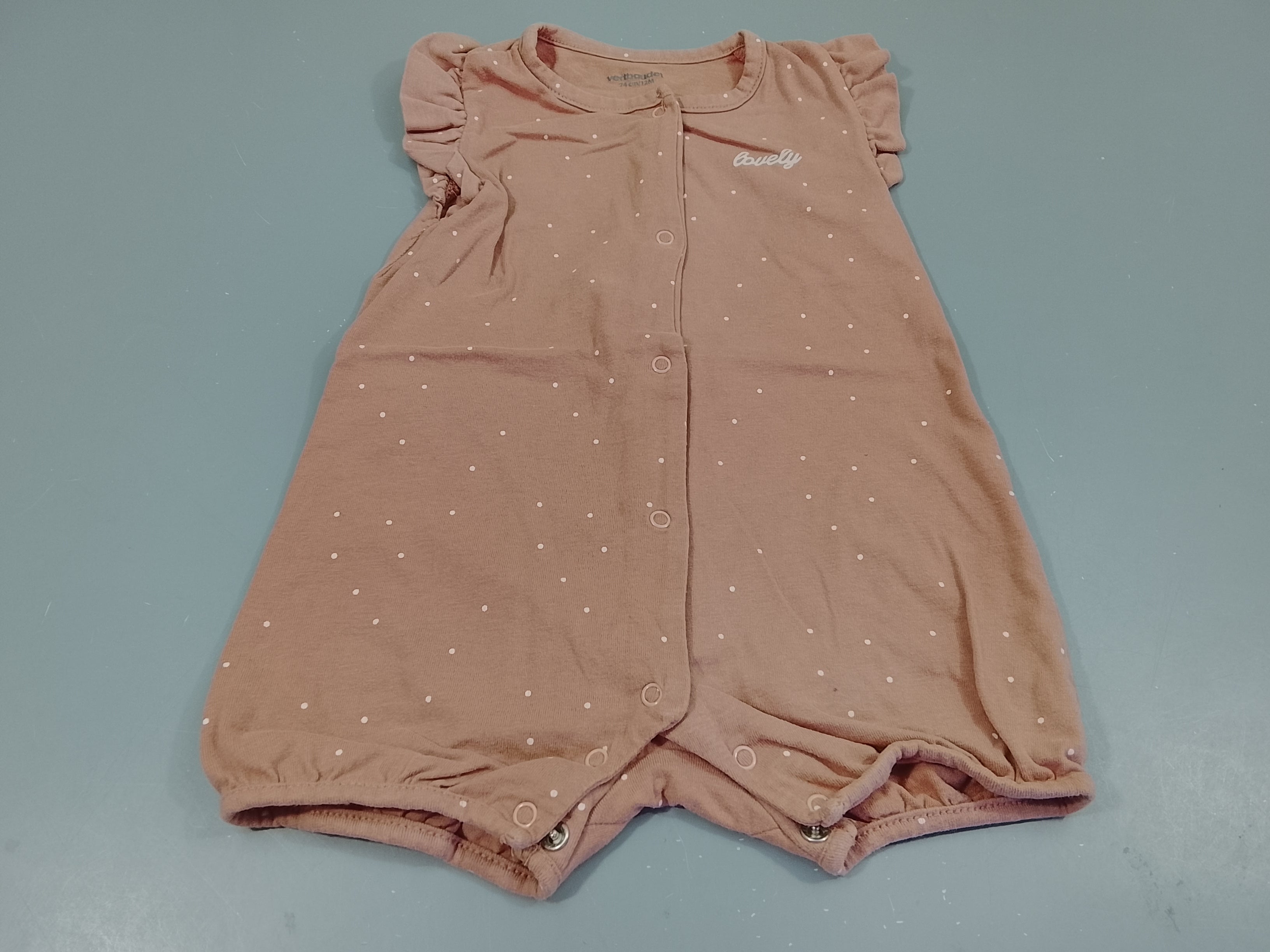 Combishort vieux rose à pois blancs 