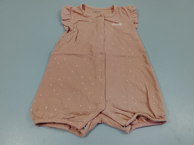 Combishort vieux rose à pois blancs "lovely", moins cher chez Petit Kiwi