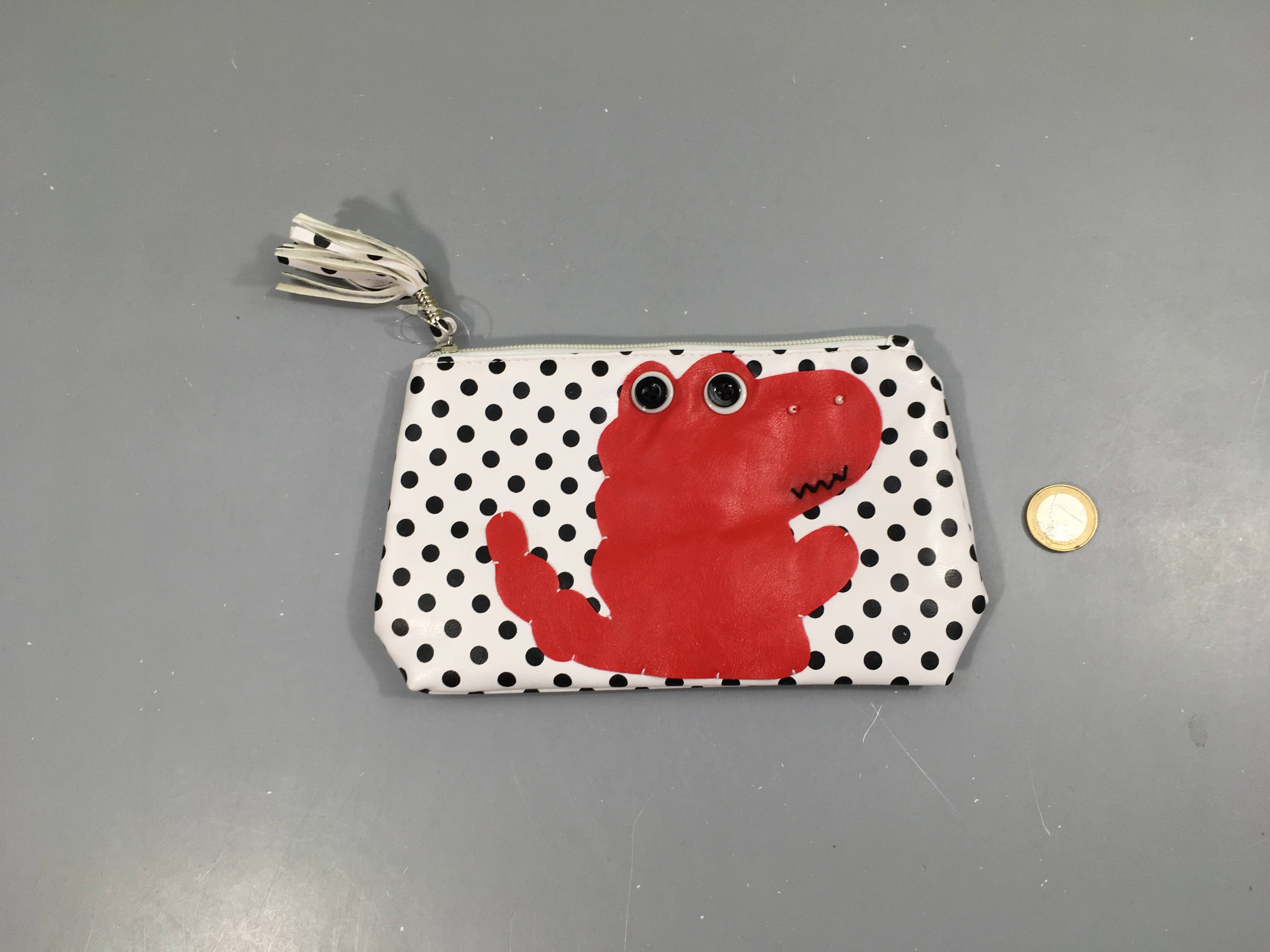 Trousse blanche pois noir Crocodile