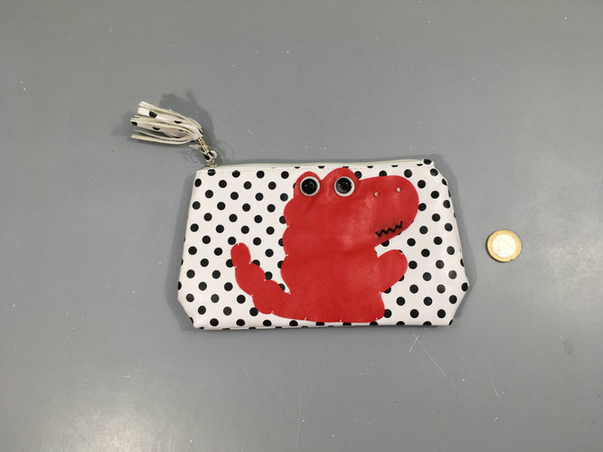 Trousse blanche pois noir Crocodile, moins cher chez Petit Kiwi