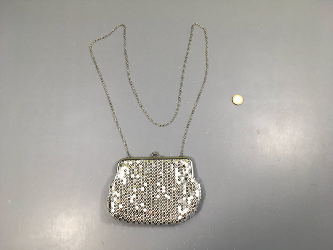 Bourse sacoche sequin argenté, moins cher chez Petit Kiwi