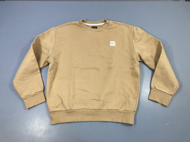 Sweat beige Way, légèrement bouloché, moins cher chez Petit Kiwi