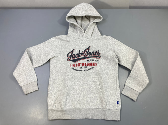 Sweat gris clair chiné Jack&Jones à capuche, moins cher chez Petit Kiwi