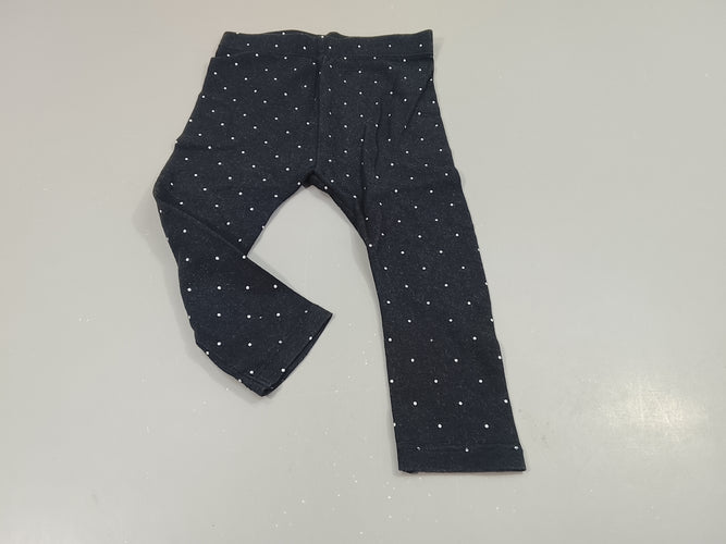 Legging bleu marine à pois blancs, moins cher chez Petit Kiwi