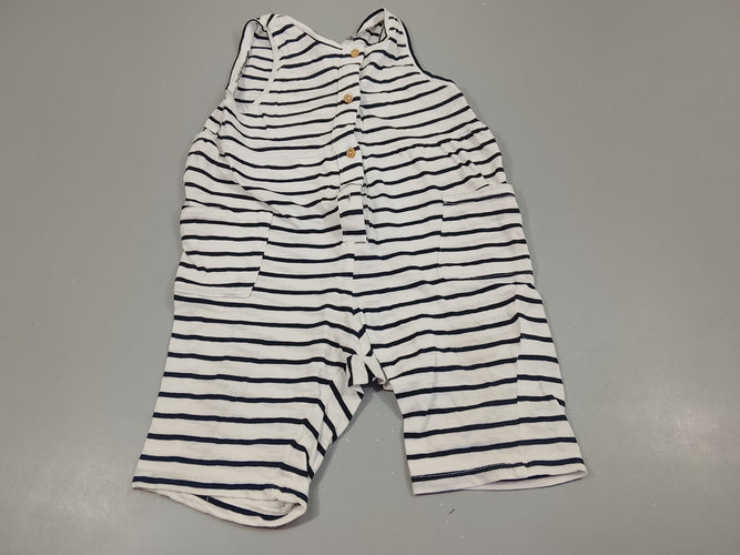 Combinaison blanche rayé bleu marine, moins cher chez Petit Kiwi