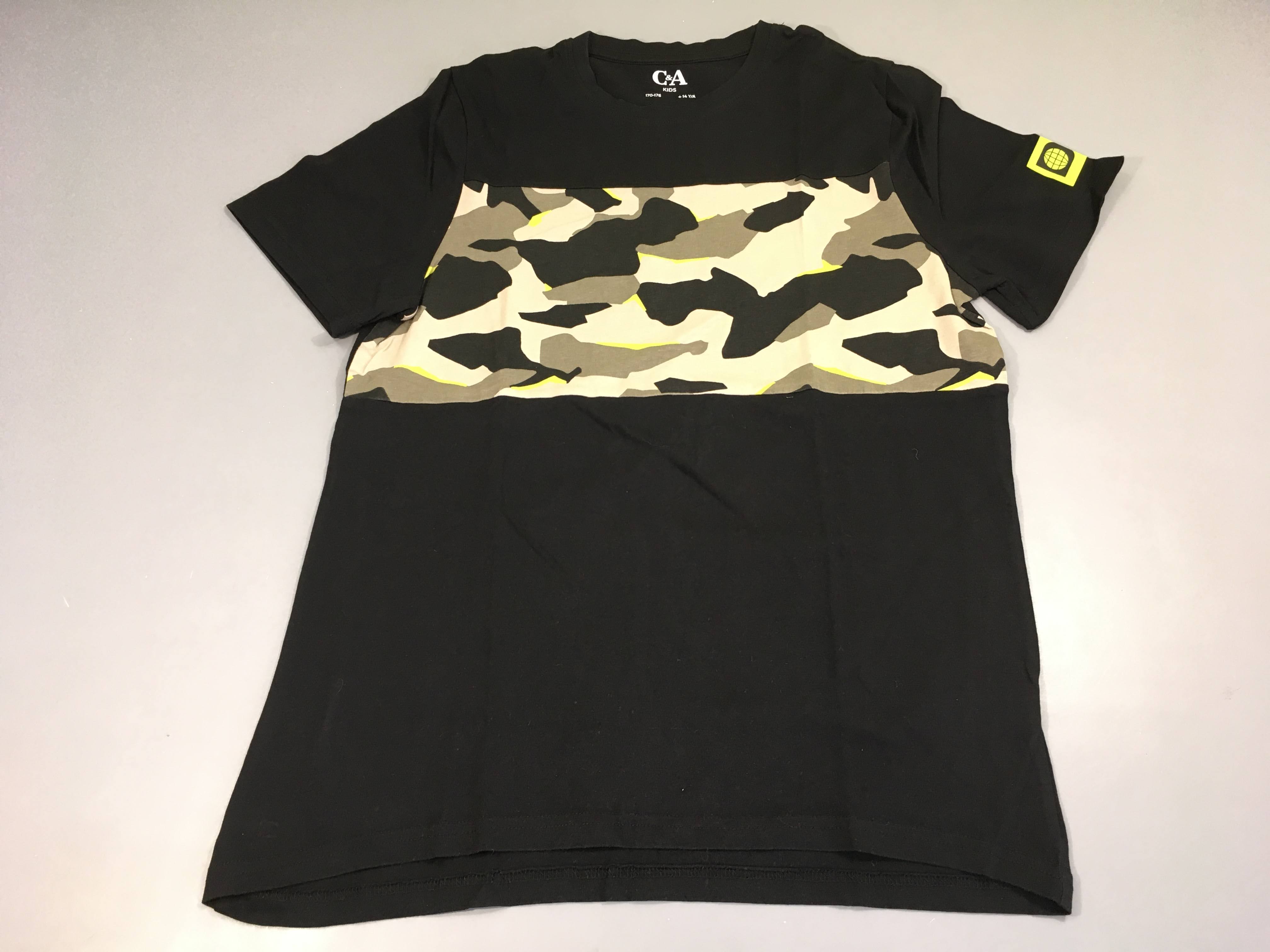 T-shirt m.c noir camouflage