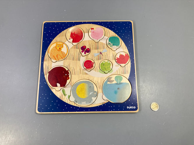 Planche puzzle en bois animaux, sans boite, moins cher chez Petit Kiwi