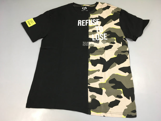 T-shirt m.c noir camouflage refuse, moins cher chez Petit Kiwi