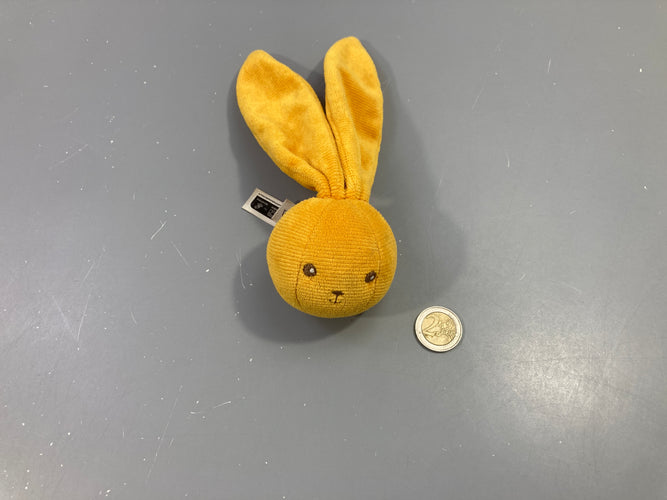 Hochet textile lapin jaune grelot Kaloo, moins cher chez Petit Kiwi