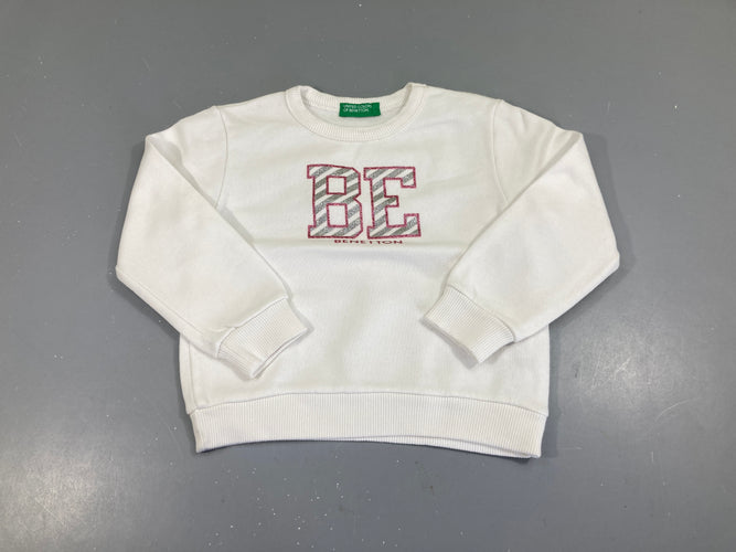 Sweat blanc BE, moins cher chez Petit Kiwi