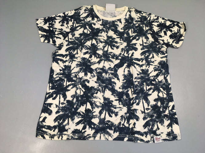T-shirt m.c blanc palmiers bleus, moins cher chez Petit Kiwi