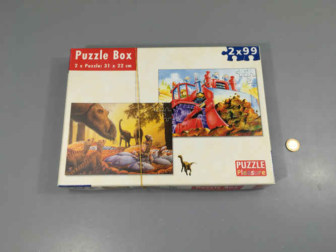 2 Puzzles Dino-Pelleteuse 2x99 Complet, moins cher chez Petit Kiwi