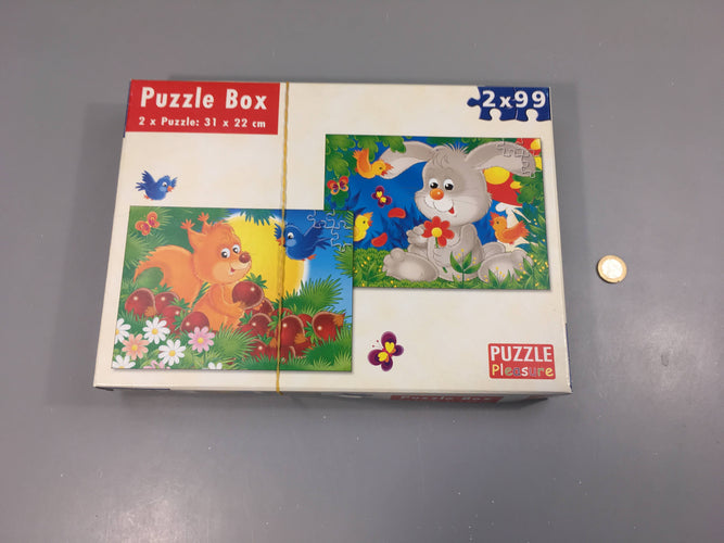 2 Puzzles Ecureuil-Lapin 2x99 Complet, moins cher chez Petit Kiwi