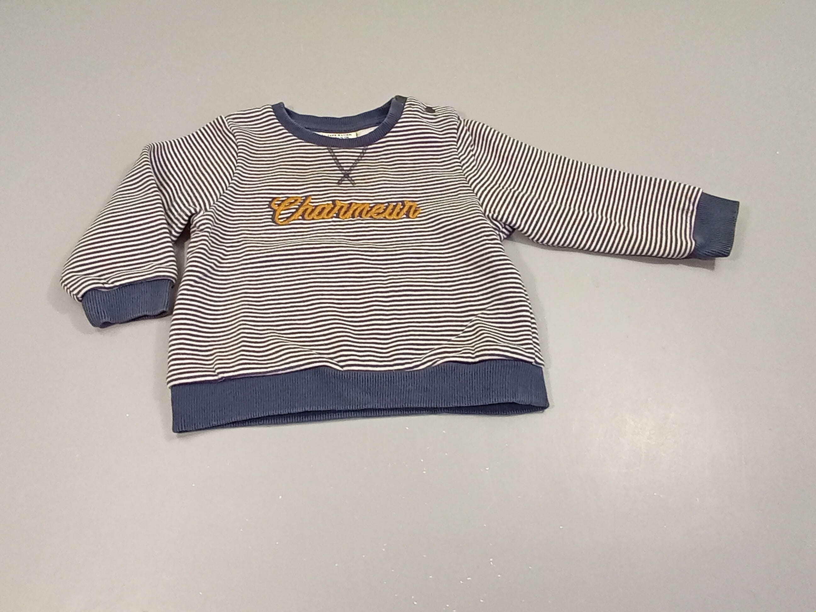 Sweat rayé bleu marine, blanc 