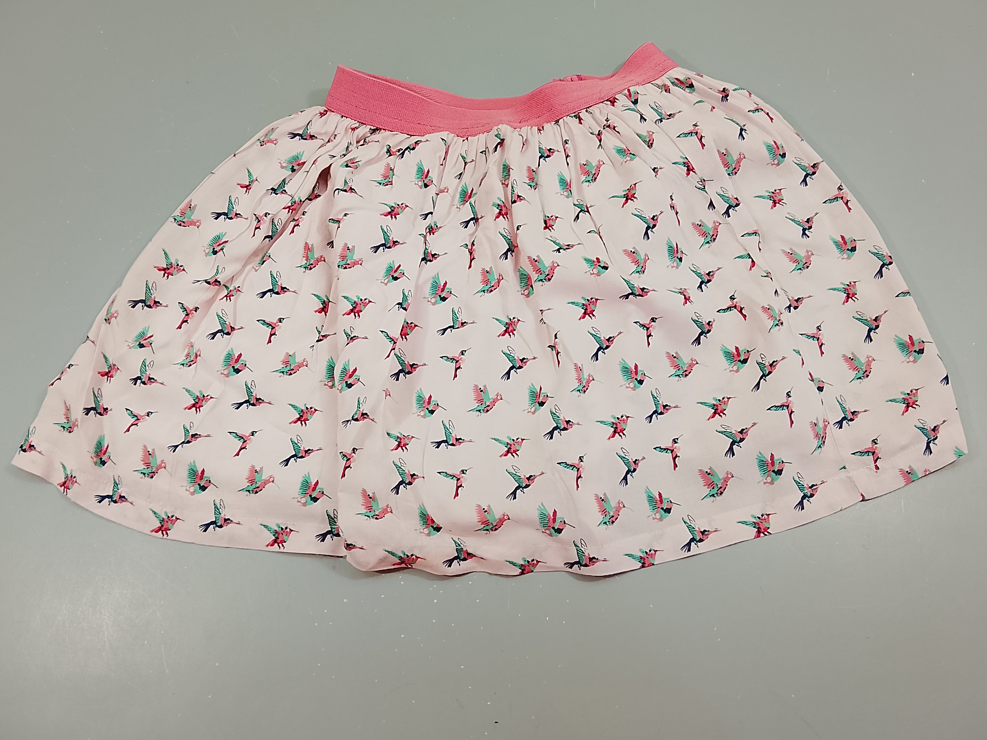 Jupe rose clair motifs oiseaux, doublure jersey