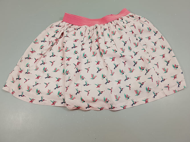 Jupe rose clair motifs oiseaux, doublure jersey, moins cher chez Petit Kiwi