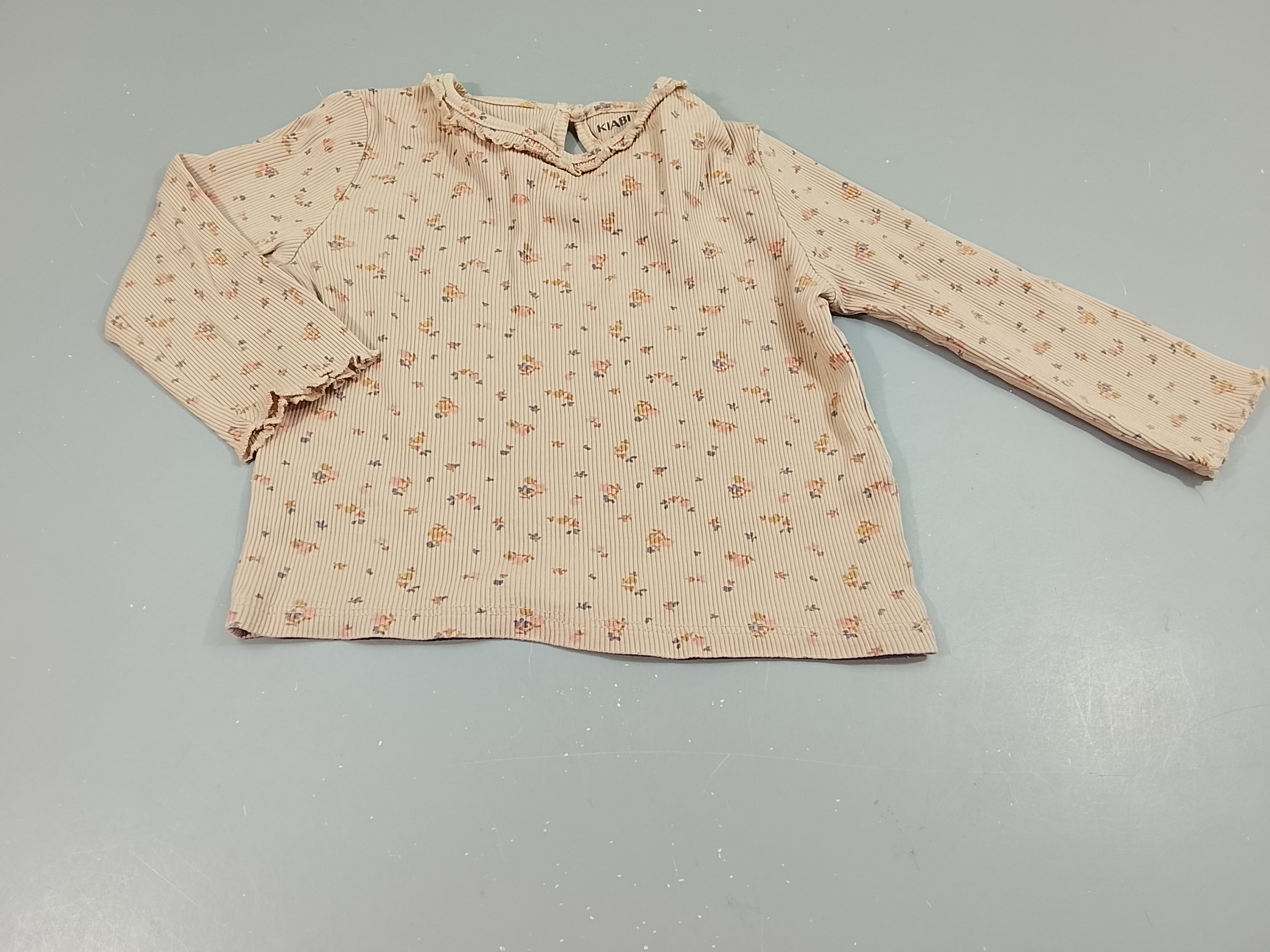 T-shirt m.l floral beige côtelé, motifs