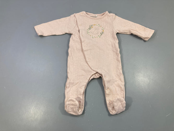 Pyjama jersey rose pâle broderie chat, moins cher chez Petit Kiwi