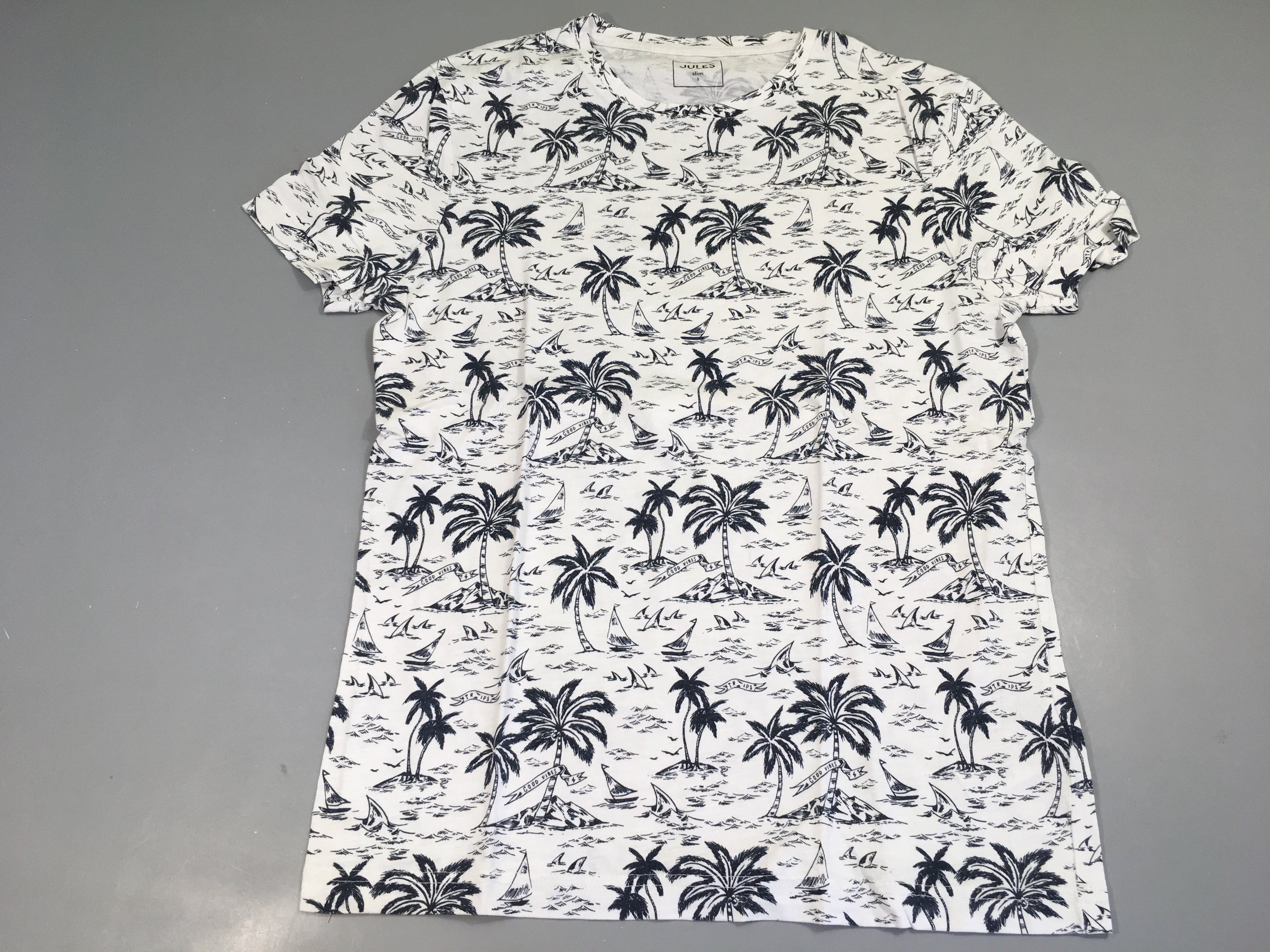 T-shirt m.c blanc palmiers bleus