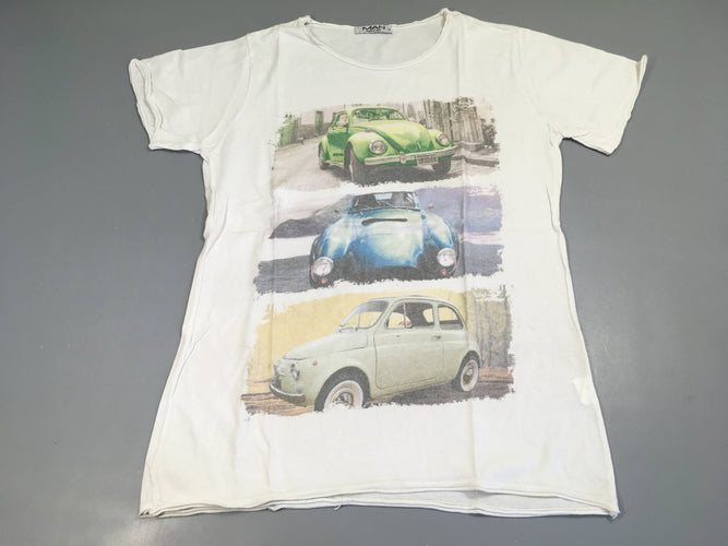 T-shirt m.c blanc voiture verte, moins cher chez Petit Kiwi