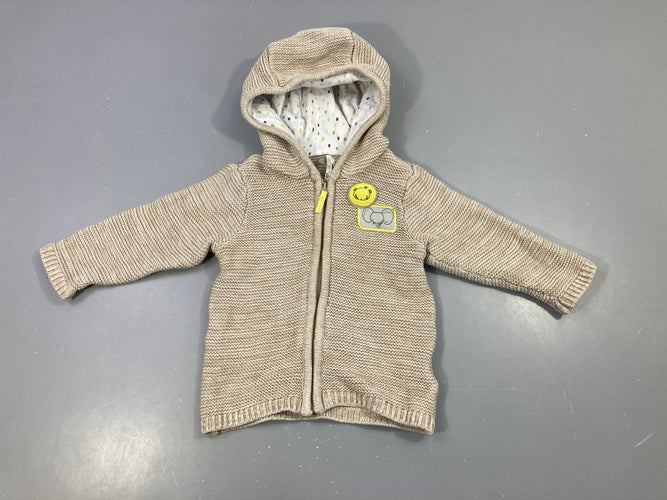 Gilet zippé beige animaux à capuche, moins cher chez Petit Kiwi