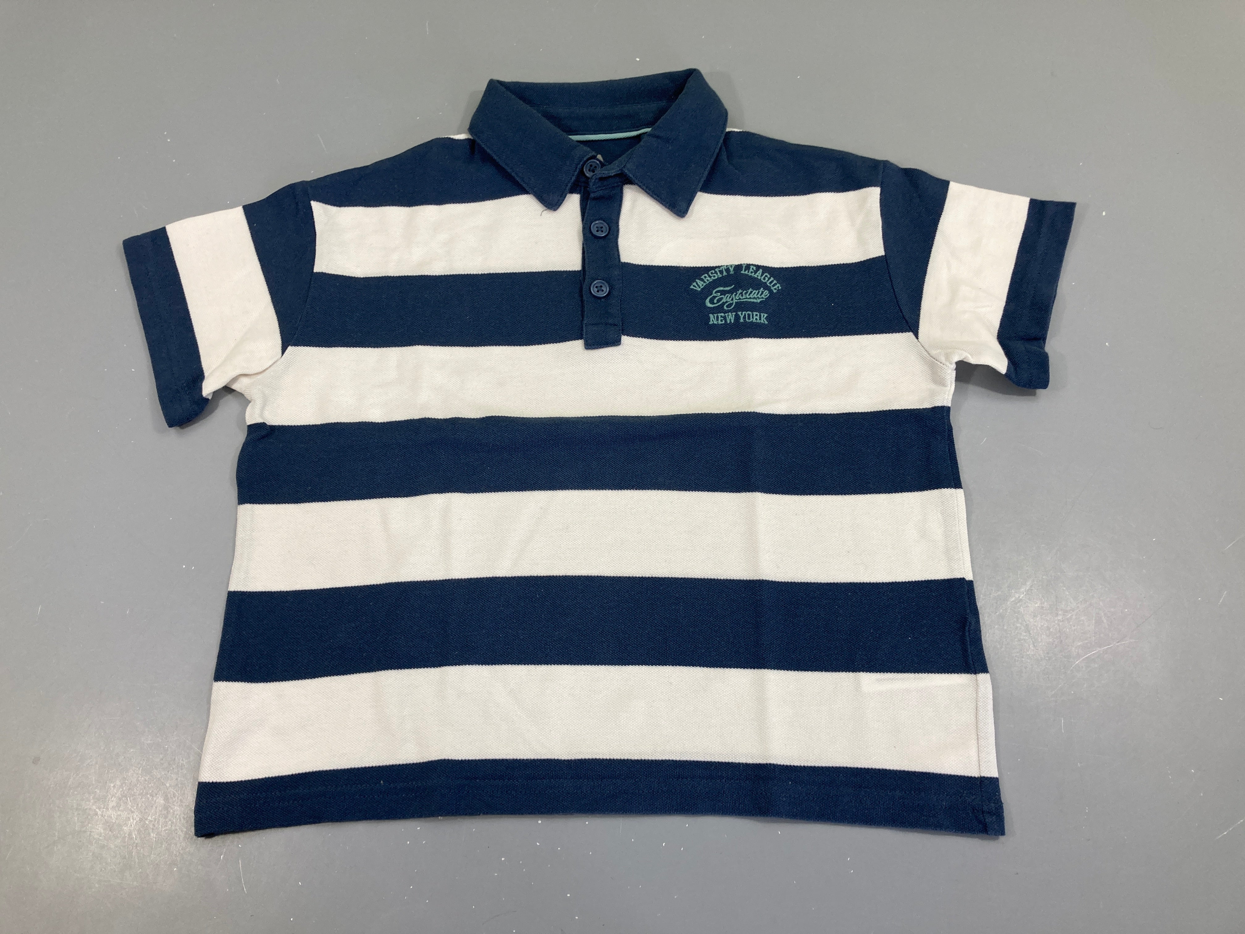 Polo m.c blanc rayé bleu