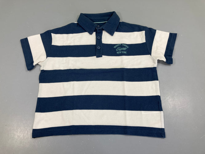 Polo m.c blanc rayé bleu, moins cher chez Petit Kiwi