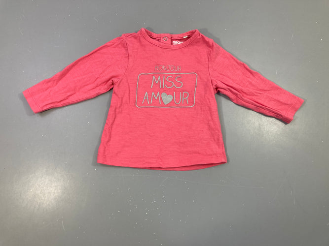 T-shirt m.l rose bonjour miss amour, moins cher chez Petit Kiwi