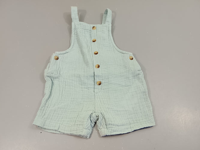 Salopette en gaz de coton bleu clair, moins cher chez Petit Kiwi