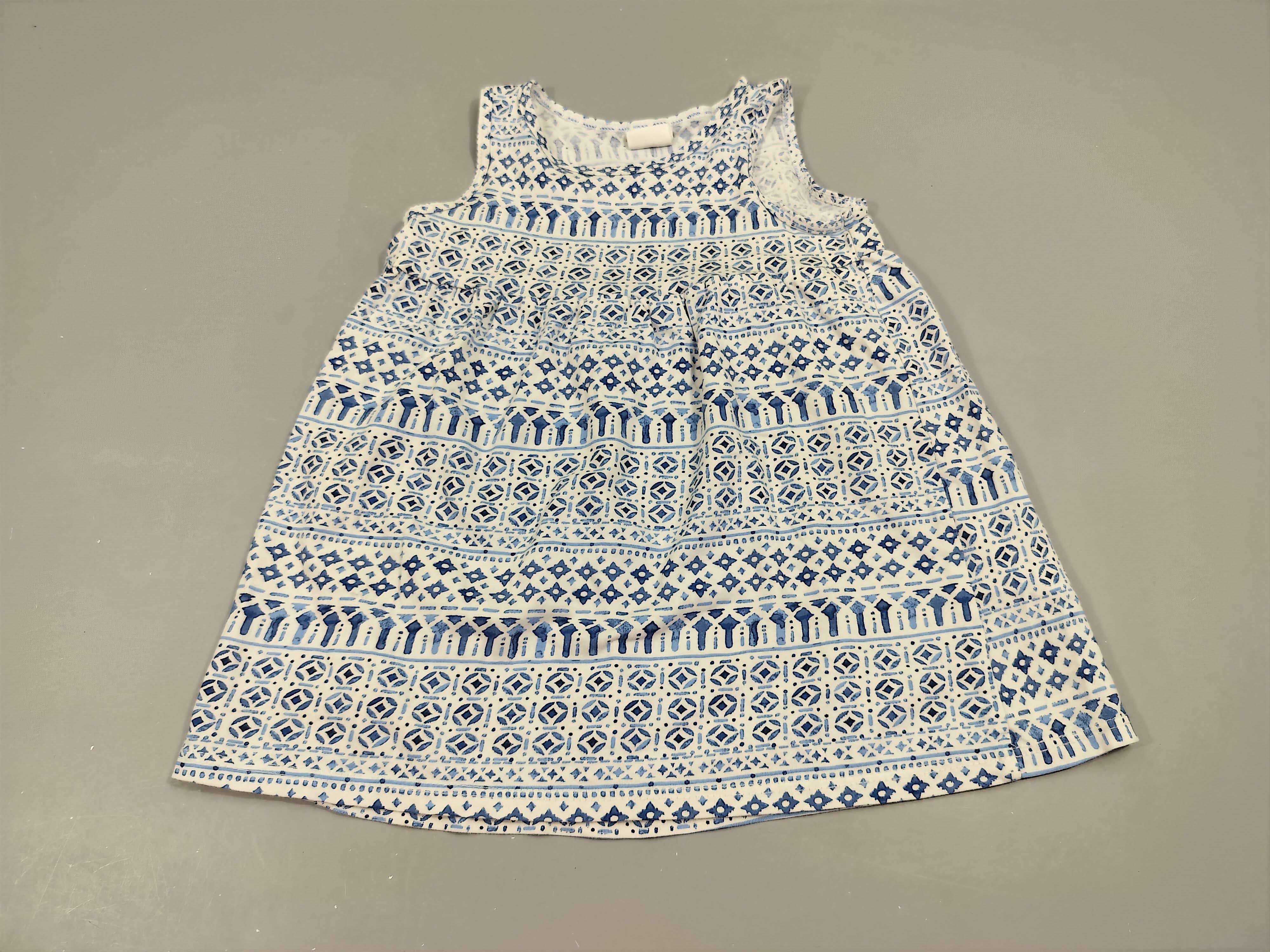 Robe s.m blanche motifs bleus 100% coton