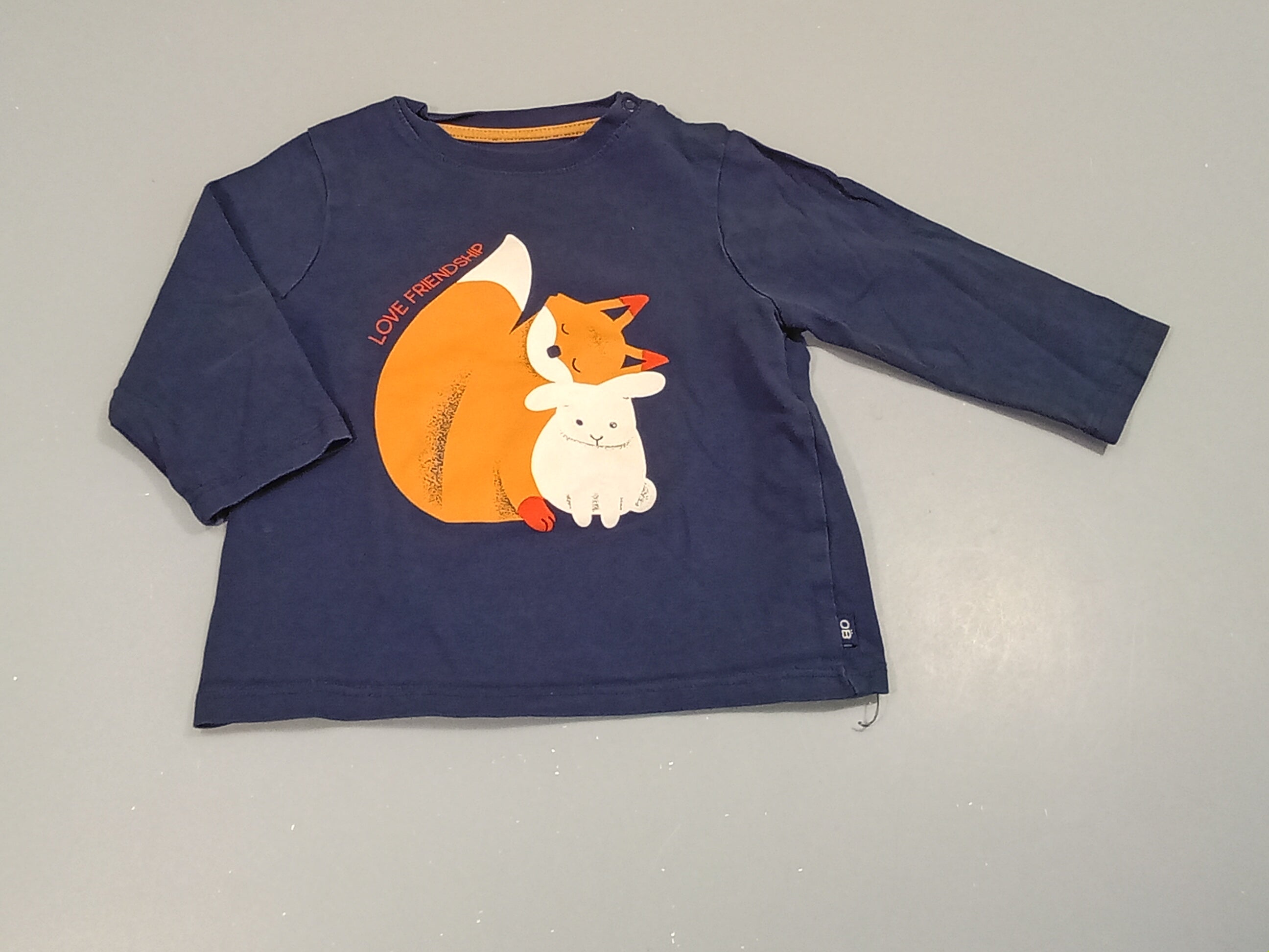 T-shirt m.l bleu marine , renard  et lapin 