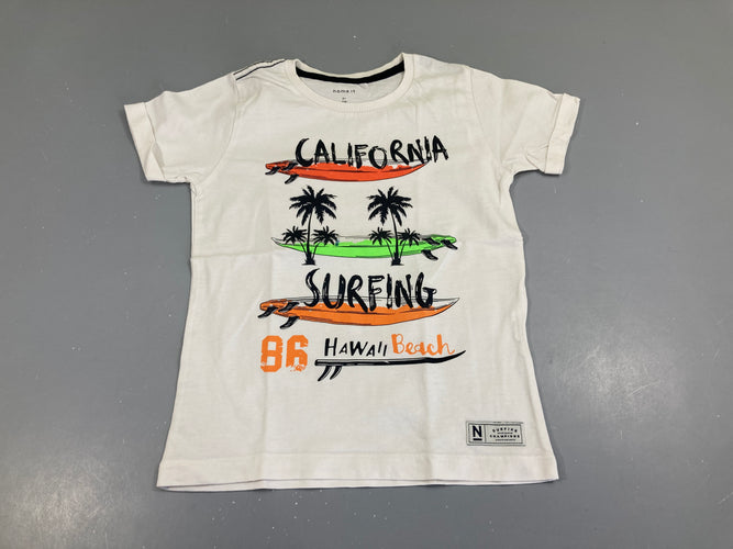 T-shirt m.c blanc California Petite tache bleu, moins cher chez Petit Kiwi