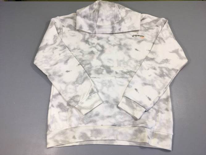 Sweat blanc/gris effet tie&dye à capuche world way, moins cher chez Petit Kiwi